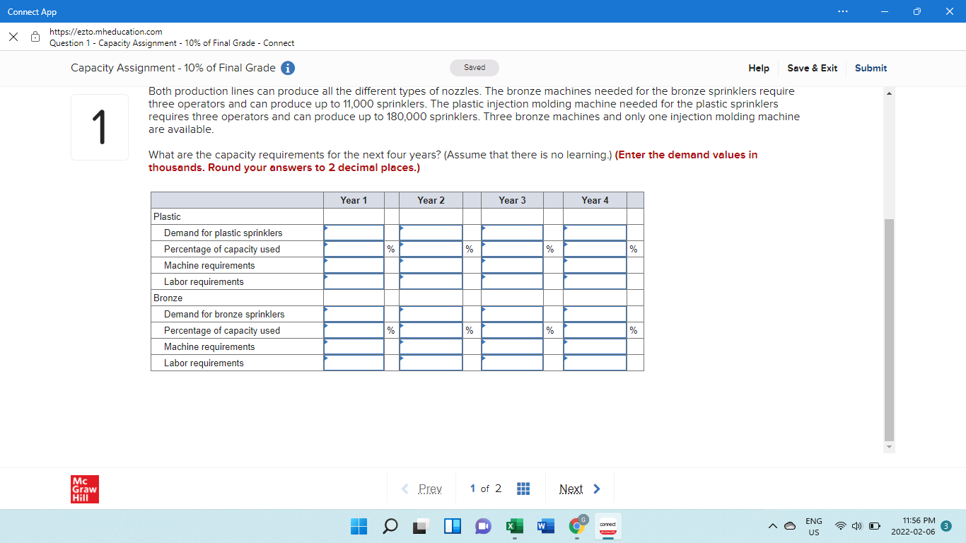 ll Connect App X 6 https://ezto.mheducation.com