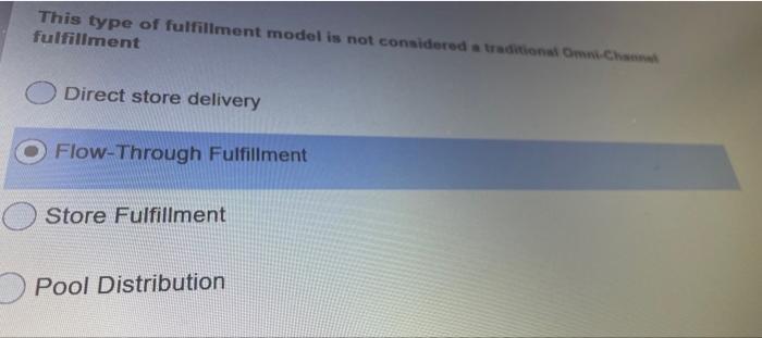This fulfillment model will achieve the same