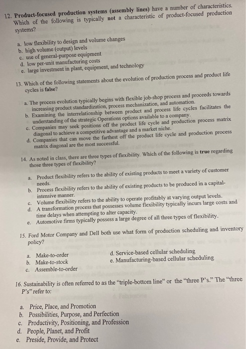 homework help 12. Product-focused production