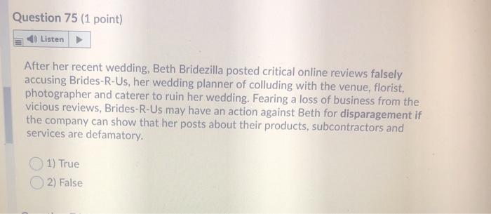 please answer fast Question 72 (1 point) Listen