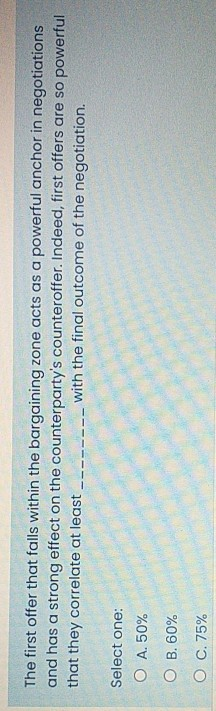 The first offer that falls within the bargaining