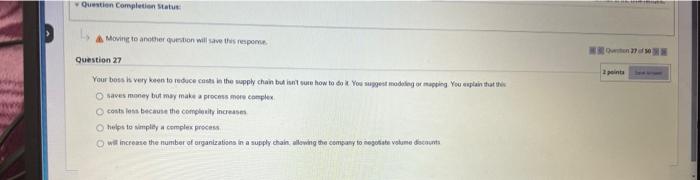Question Completion Status Moving to another