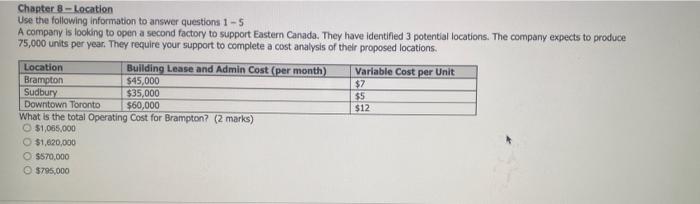 need help asap please! Chapter 8 - Location Use