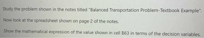 Example in Section 10.1 The transportation