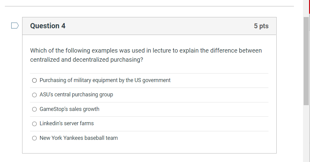 i only need the answer , thank you ! Which of the