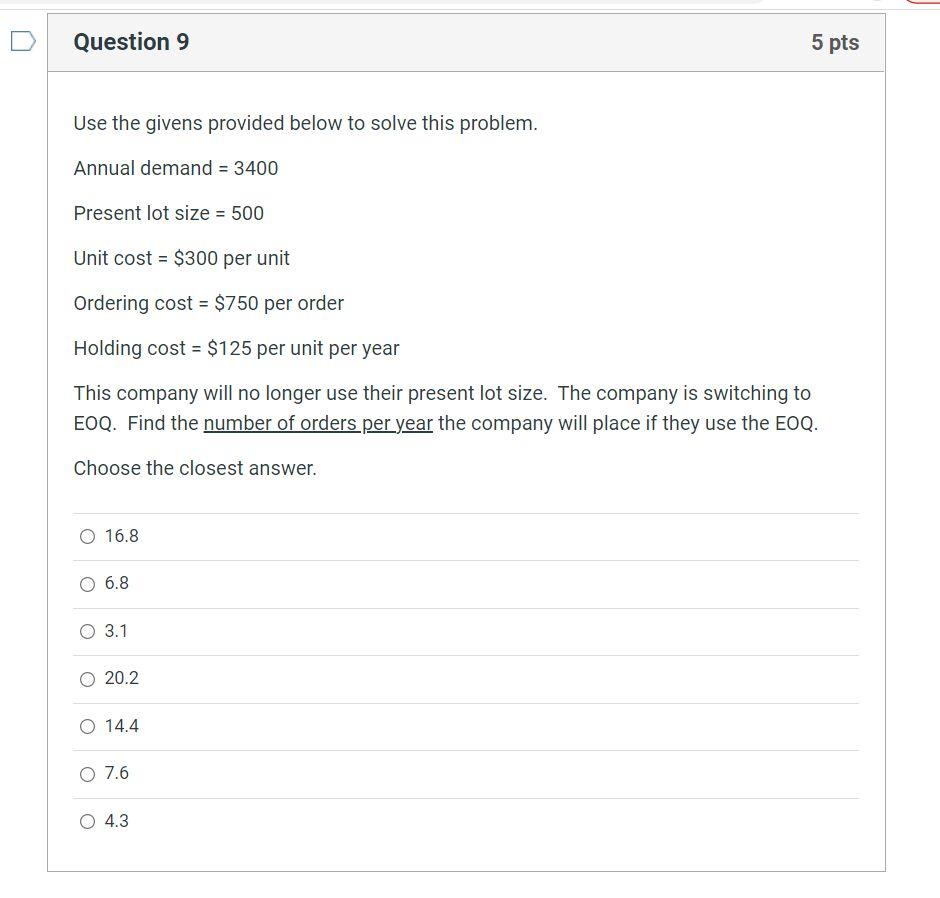 i only need the answer , thank you ! Which of the