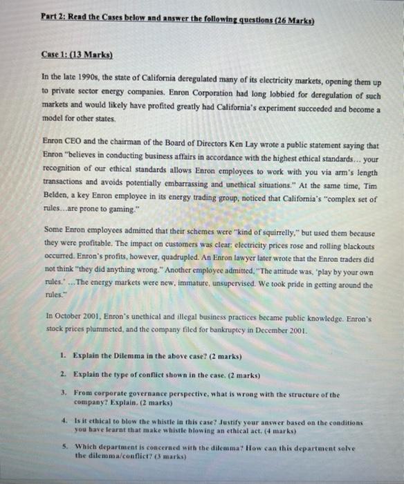 its ethical please answer asap ! Part 2: Read the