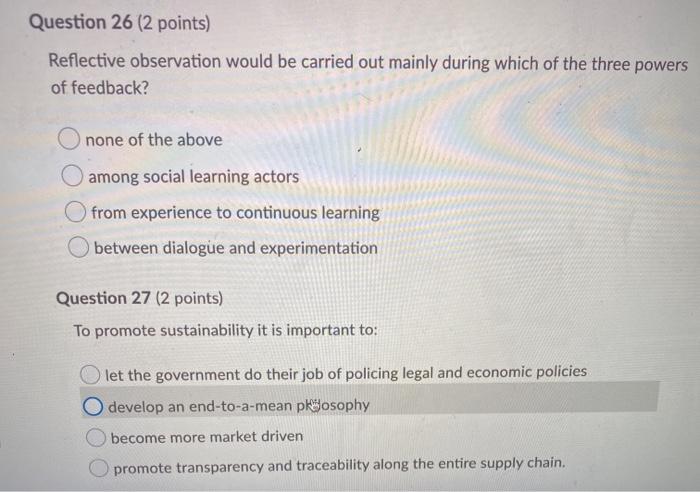Question 21 (2 points) Saved A process-oriented
