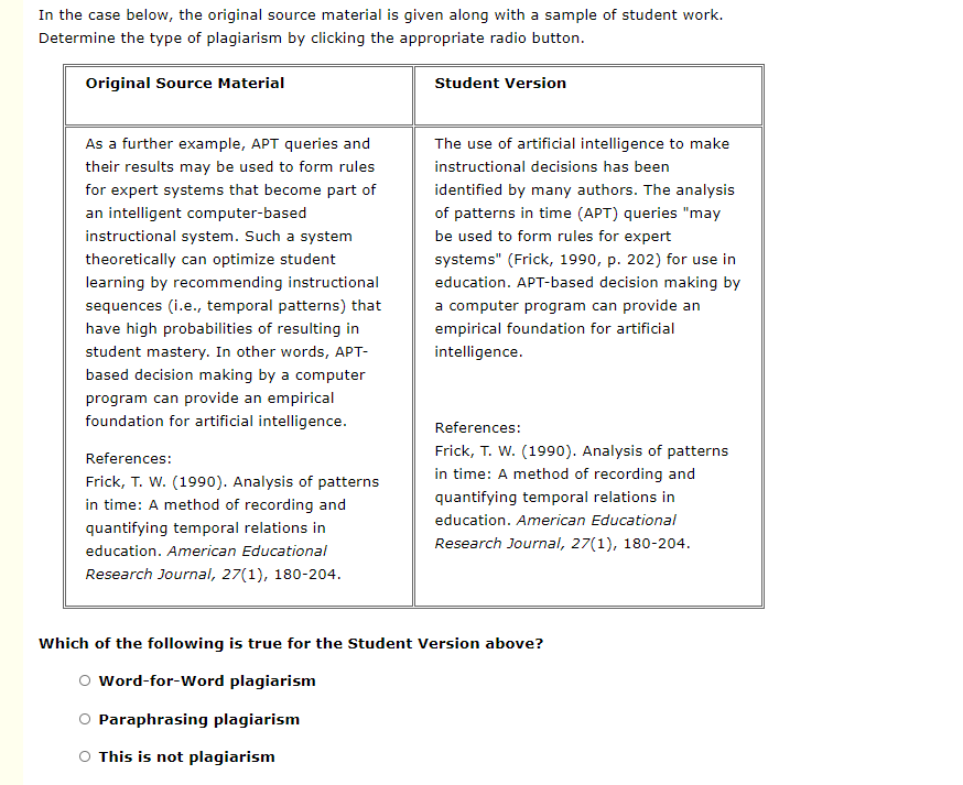 In the case below, the original source material