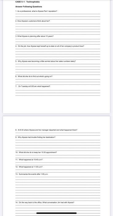 CASE 5-1: Technophobia Answer Following Questions