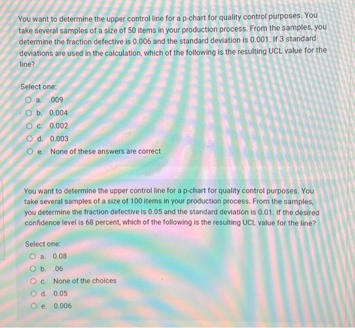 47,48 You want to determine the upper control