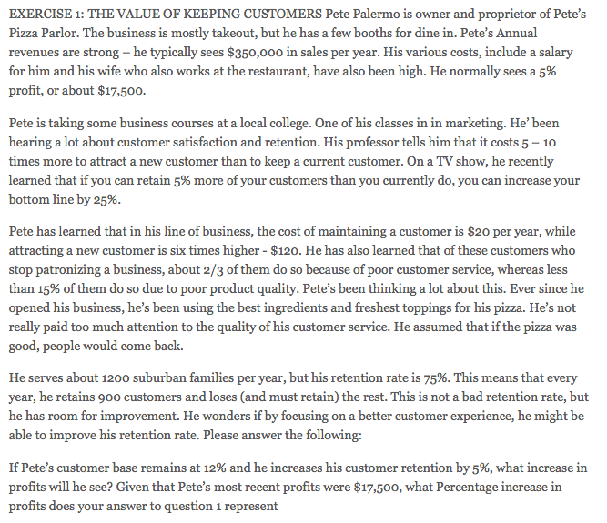 If Petes customer base remains at 12% and he