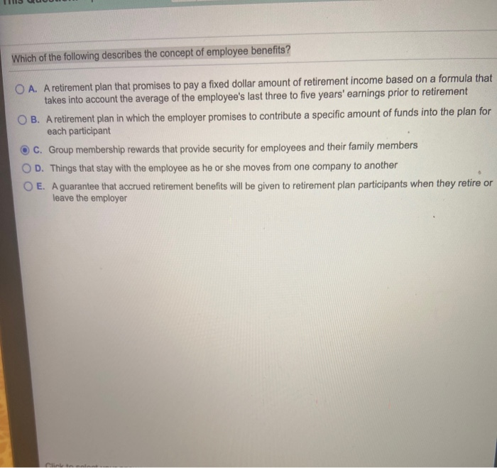 Which of the following describes the concept of