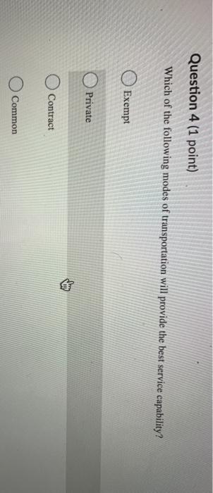 Question 4 (1 point) Which of the following modes