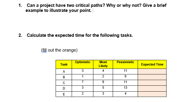 1. Can a project have two critical paths? Why or