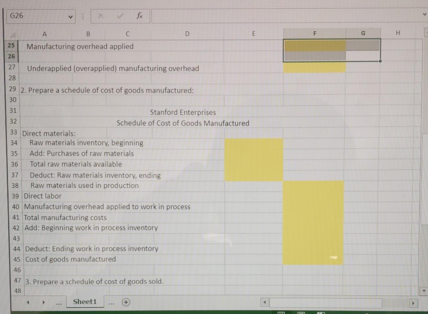 A B C D E F G H 1 Stanford Enterprises uses