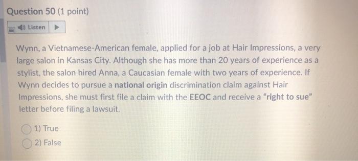 please answer fast thanks Question 50 (1 point)