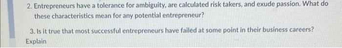 (subject : entrepreneurship) please answer