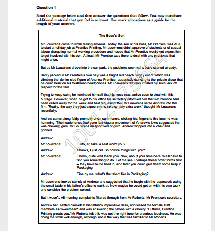 Question 1 Read the passage below and then answer