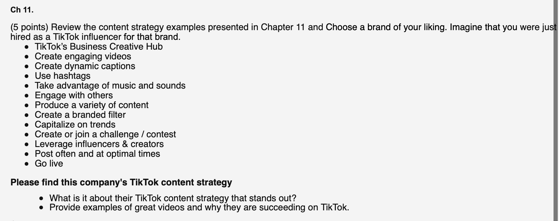 (5 points) Review the content strategy examples