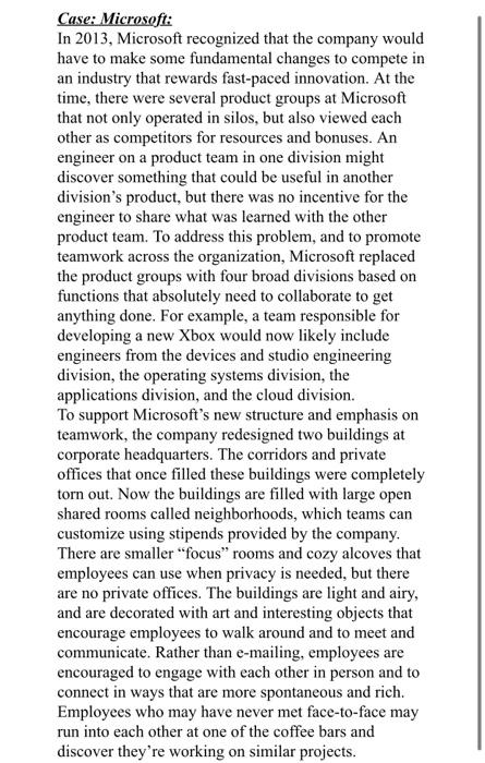 Case: Microsoft: In 2013, Microsoft recognized