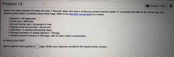 Problem 20 Question Help Your firm uses a