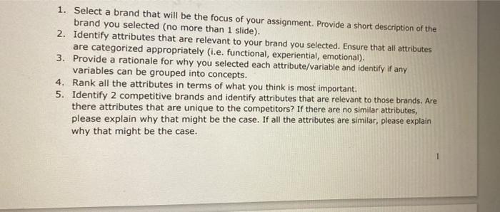 1. Select a brand that will be the focus of your