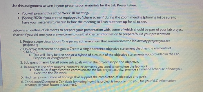 . Use this assignment to turn in your