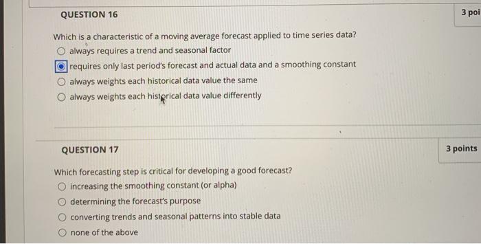 inventory forecast analytic QUESTION 16 3 poi