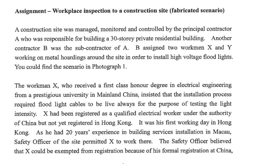 7 1 7 Workman X of sub-contractor B. He was