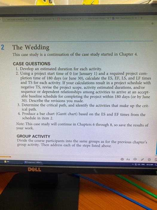 2 The Wedding This case study is a continuation