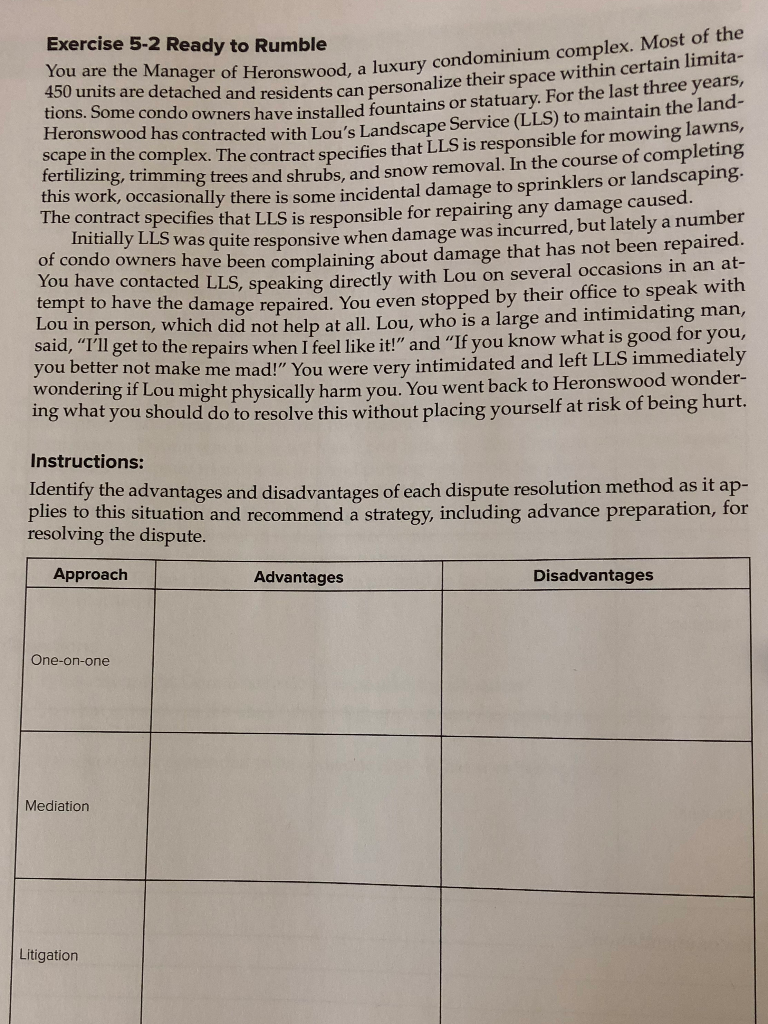 Exercise 5-2 Ready to Rumble You are the Manager
