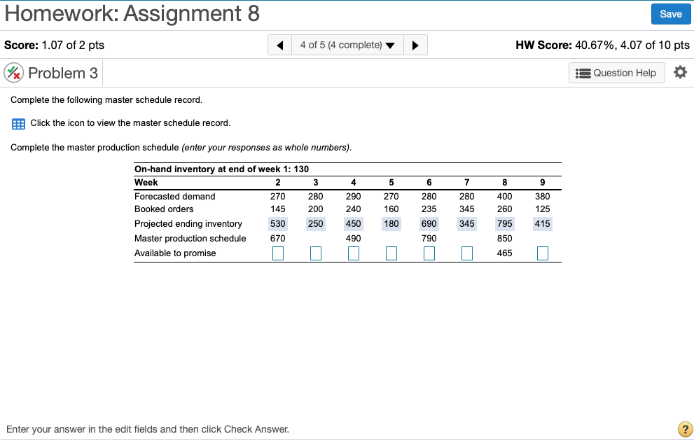 I figured out the projected ending inventory. Can