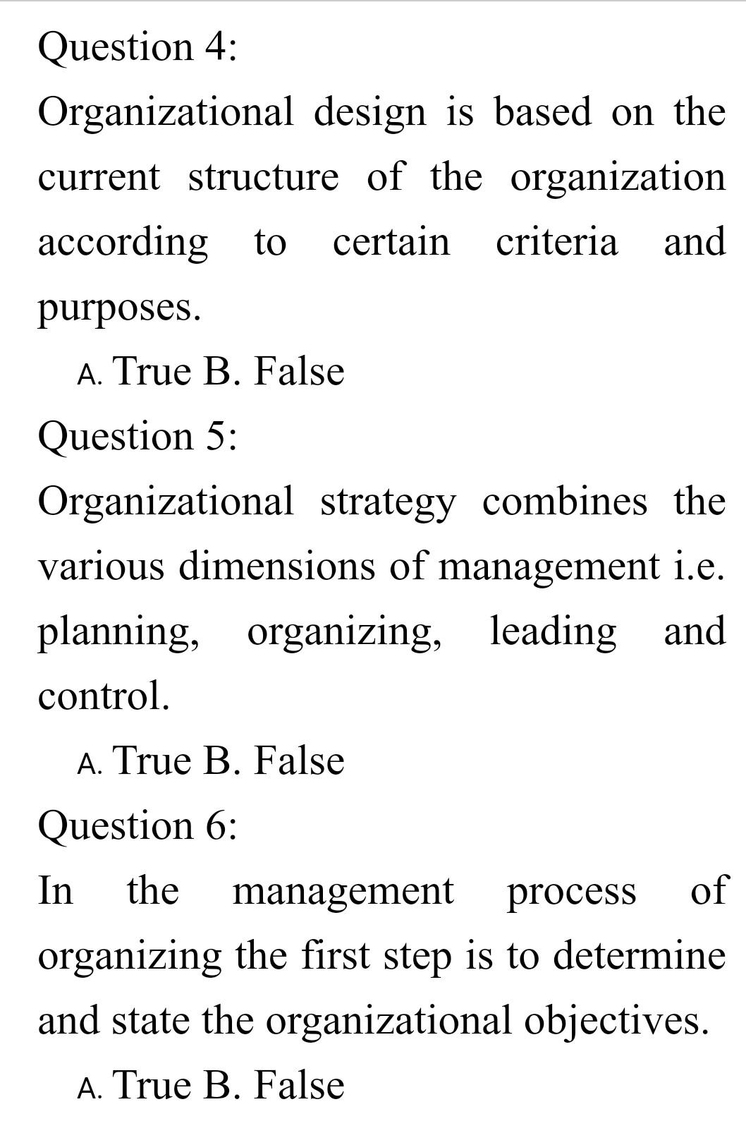 Section A: True & False (1x10) Question 1: The