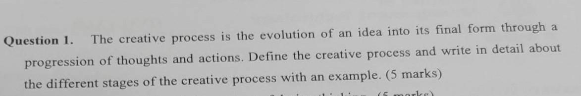 Question 1. The creative process is the evolution
