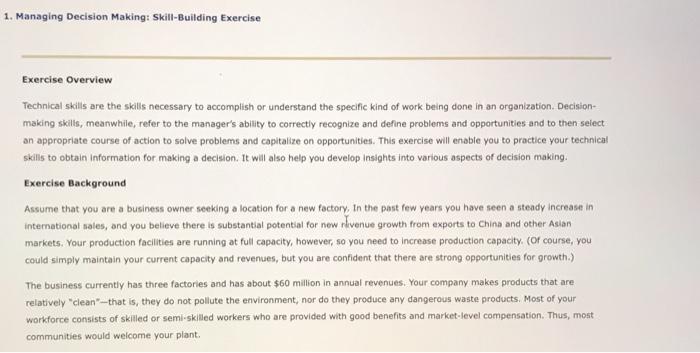 1. Managing Decision Making: Skill-Building