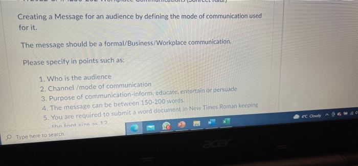 Creating a Message for an audience by defining