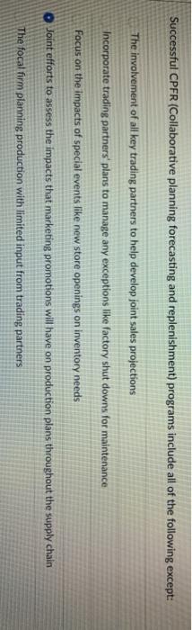 Successful CPFR (Collaborative planning