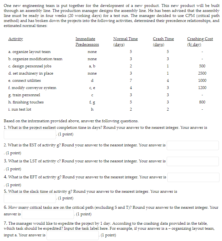 One new engineering team is put together for the