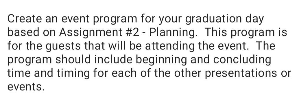 Create an event program for your graduation day