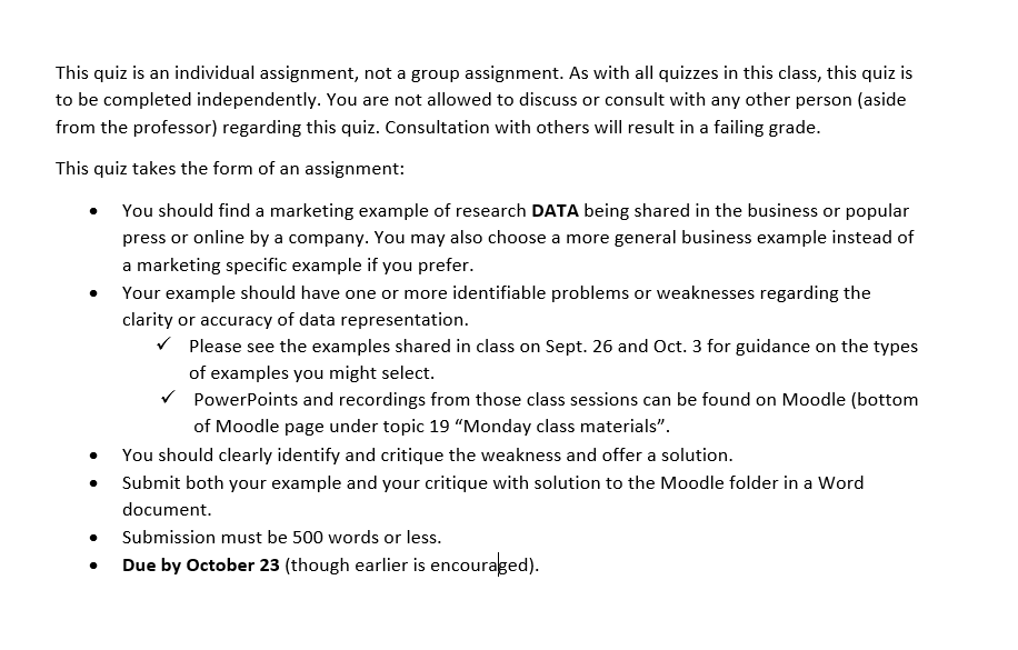 This quiz is an individual assignment, not a