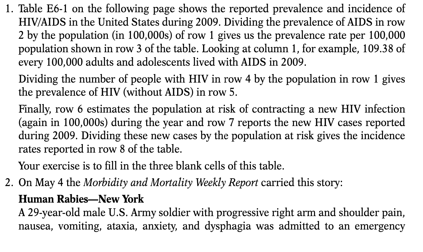 1. Table E6-1 on the following page shows the