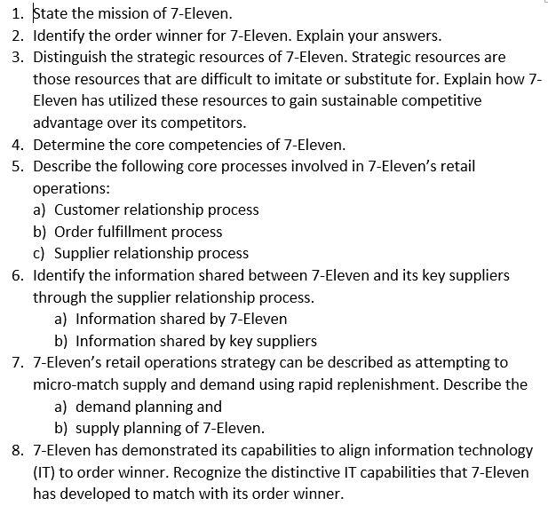 Question: Specify the supply chain capabilities