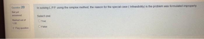20 in solving LPP using the simplex method, the
