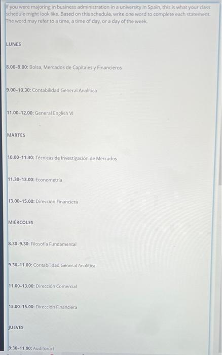 spanish ASAP, help please? it you were majoring