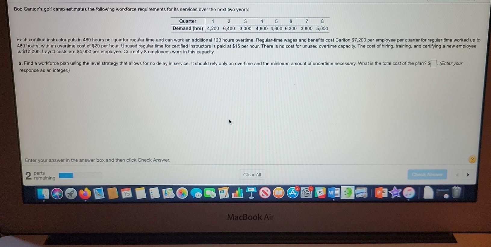 Bob Carlton's golf camp estimates the following