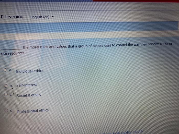 E-Learning English (en) - the moral rules and