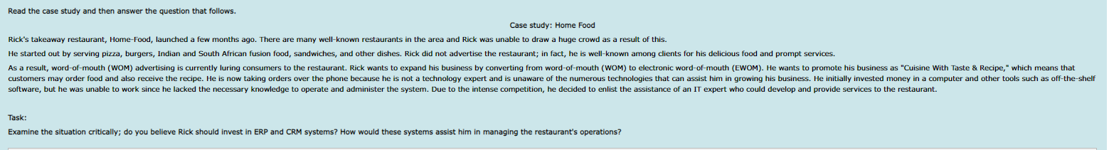 Read the case study and then answer the question