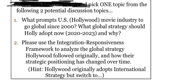 help md pick ONE topic from the following 2