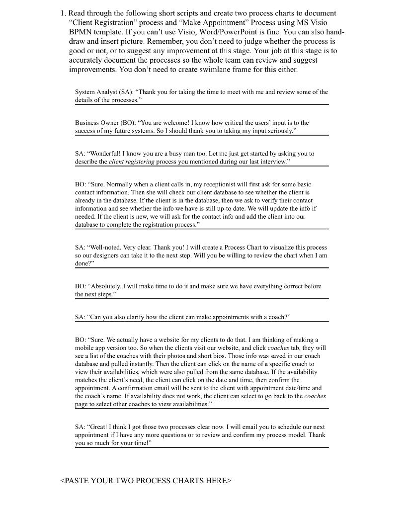 1. Read through the following short scripts and